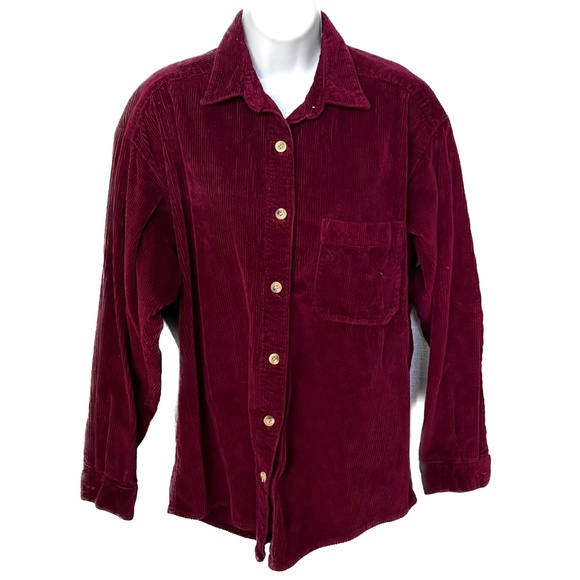 Genuine Gramicci Shirt Wide Whale Corduroy Sz M Burgundy Red Button Up Vintage - Picture 1 of 7